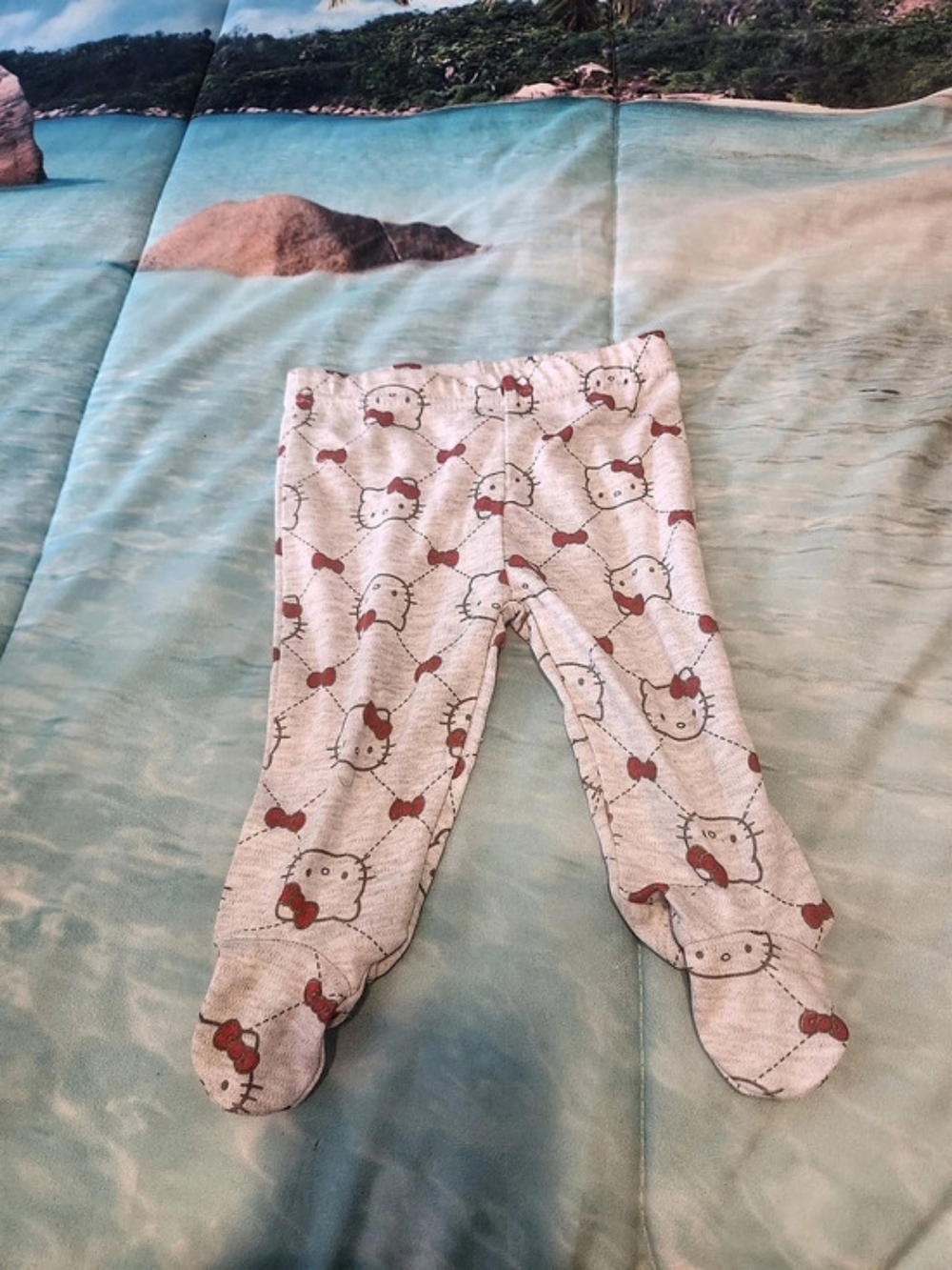 Hello Kitty Beige Red Cartoon Pull-On Sweatpants Pants 3M Unisex Baby